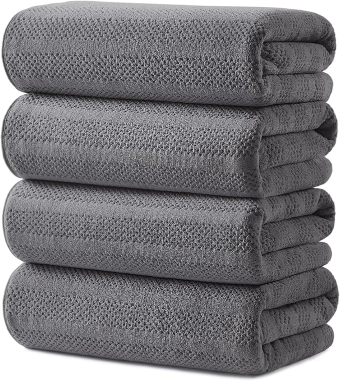 ecolook 4 Pack Microfiber Bath Towels, 31 x 63 inches Extra Large Bath Towel Set by Unknown