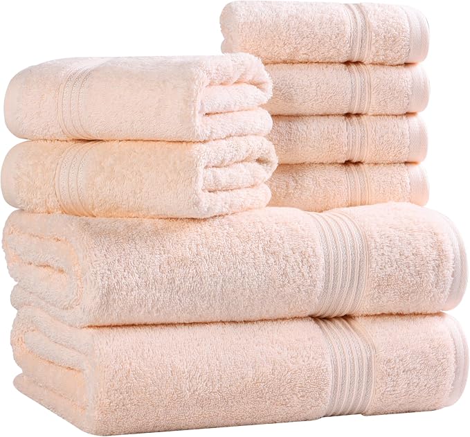 Superior Egyptian Cotton 8-Piece Towel Set, Guest Bath Decor Essentials - Image 2