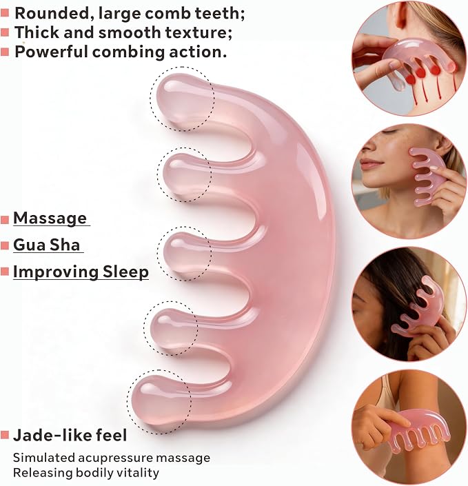 4 Pcs All-in-One Head Massager Set: Scalp Comb, Gua Sha, Octopus & Five Claw - Image 4