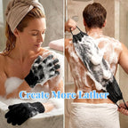 2 Pack Exfoliating Back Scrubber Bath Gloves Set Washcloth Back Scrubber Set - Image 5