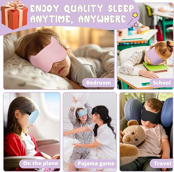Kids Sleep Mask Eye Mask: 3D Contoured Cup Sleeping Masks, Blindfold - Image 7
