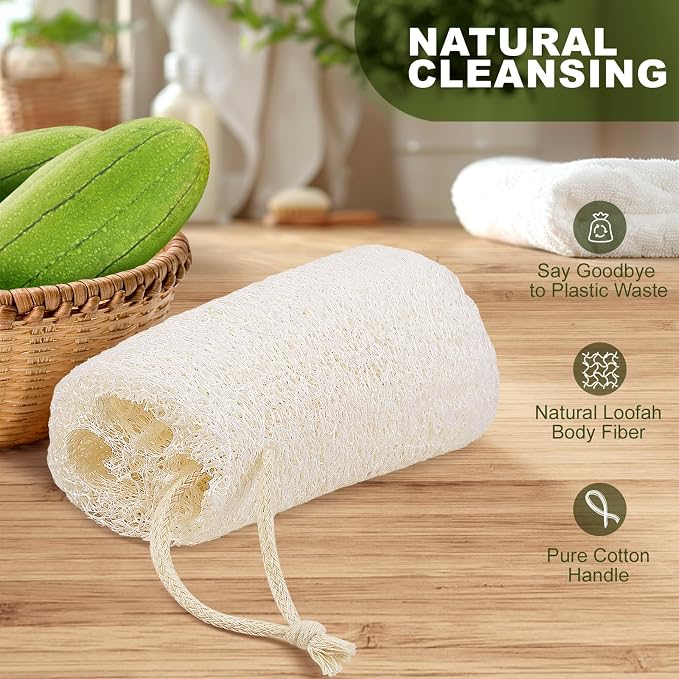 7 Pack Natural Loofah Body Scrubber Sponge, 5 Inches Organic Luffa - Image 2