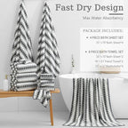 8 Piece Bathroom Towel Set Dark Grey|2 Oversized Large Bath Towels Sheet - Image 4
