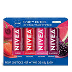 NIVEA Lip Care, Fruity Tinted Lip Balm Variety Pack, Strawberry, 3-in-1 Moisture by Nivea