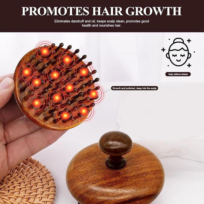 Wooden Scalp Massager for Hair Growth, Bamboo Head Massage Brush to Stimulate - Image 5