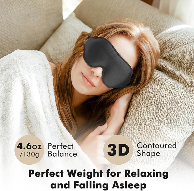 Sleep Eye Mask for Men Women, Weighted Sleeping Mask for Side Sleeper, Travel - Image 2