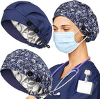 2 Pack Satin Lined Bouffant Scrub Caps - Image 5