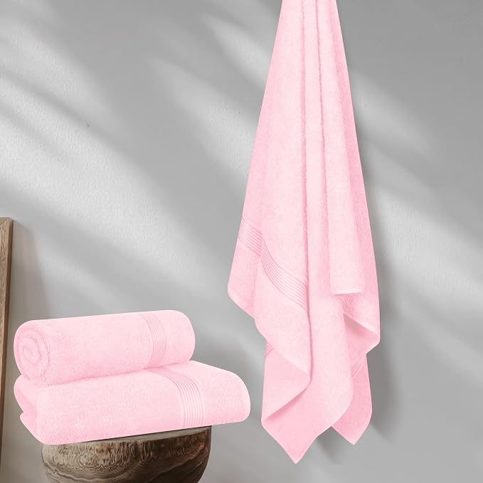 Belizzi Home Cotton 2 Pack Oversized Bath Towel Set 28x55 inches, Large Bath - Image 3