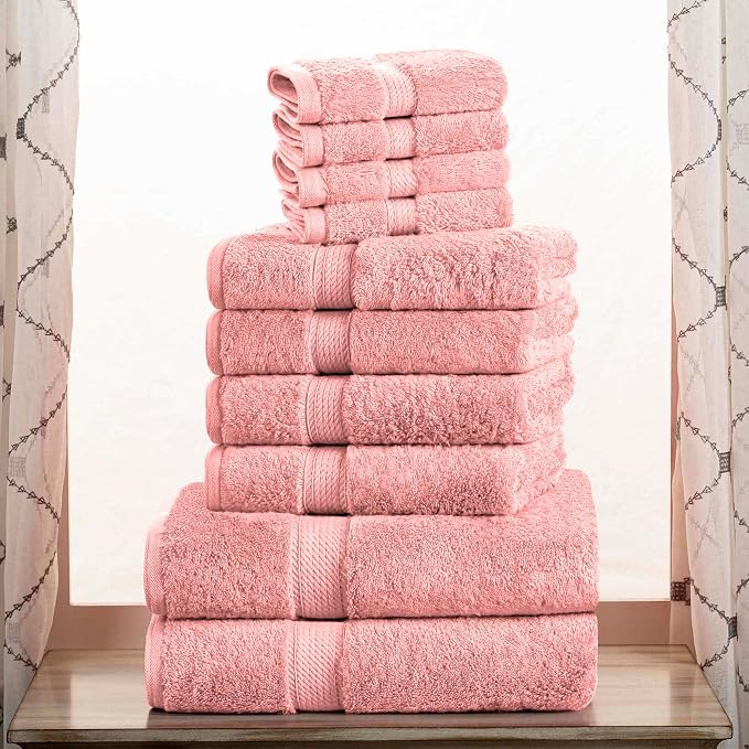 Superior Egyptian Cotton Pile 10 Piece Towel Set, Includes 2 Bath, 4 Hand by SUPERIOR