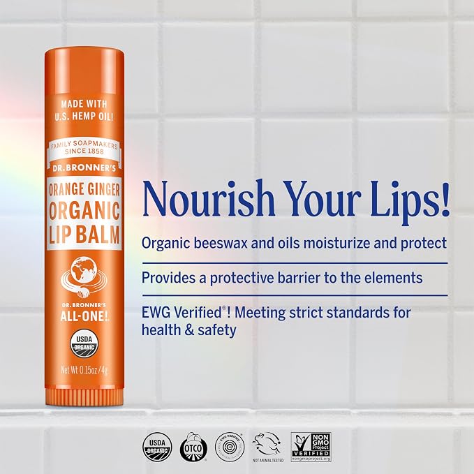 Dr. Bronner’s Organic Lip Balm 6-Pack Natural, Moisturizing, Petroleum-Free Lip - Image 2