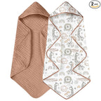 Yoofoss Hooded Baby Towels for Newborn 2 Pack 100% Muslin Organic Cotton Baby by YOOFOSS