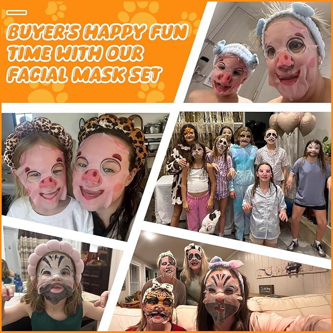 7 Packs Cute Animal Character Design Facial Masks, Deep Hyrating Spa Masks - Image 4