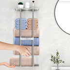 STWWO Bathroom Towel Storage for Bathroom, Wall Towel Rack for Rolled Towels - Image 2