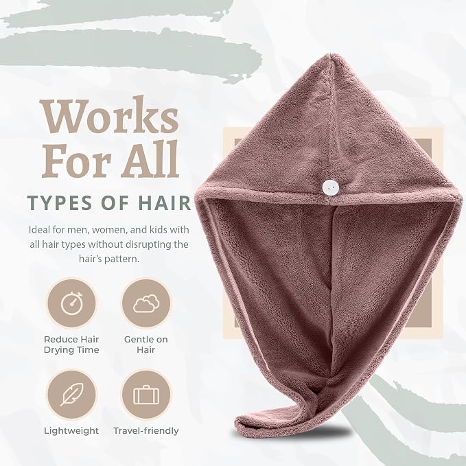 Microfiber Hair Towel Wrap, Hair Turban Towel Super Absorbent Twist Turban Dry - Image 3