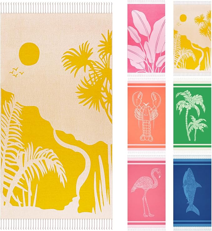 Genovega Oversized Cotton Turkish Beach Towels 72"x36" Lightweight Quick Dry by genovega
