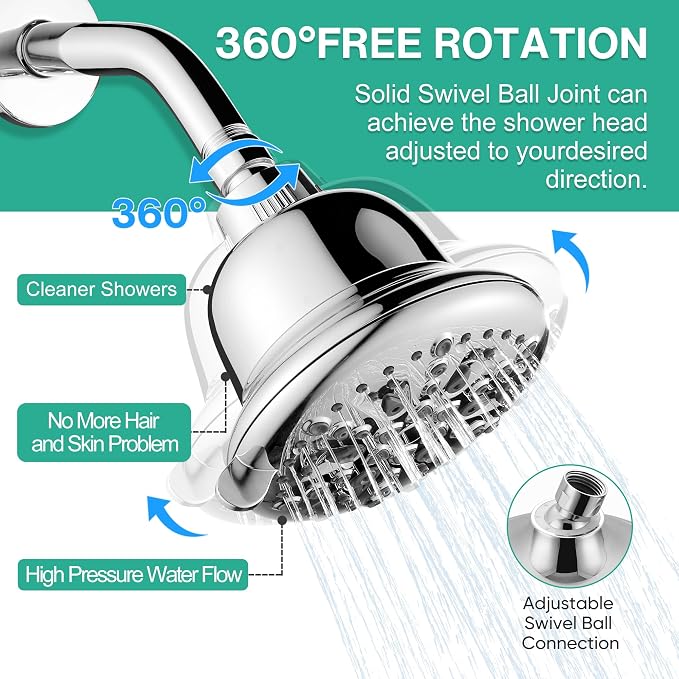 Cobbe Filtered Shower Head, 7 Modes High Pressure Shower Heads - Image 6