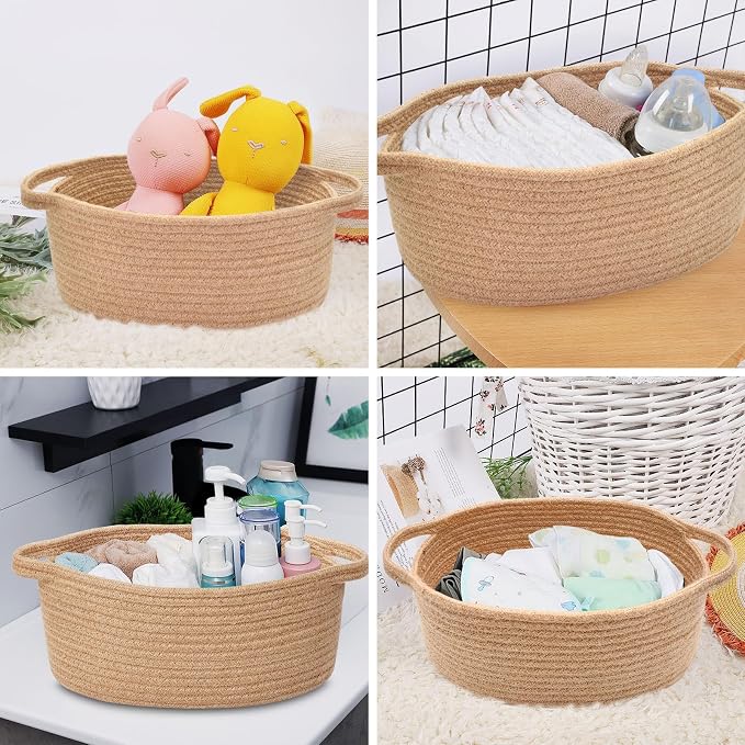 ABenkle Small Basket with Handles, Boho Decorative Rope Woven Dog Cat Toy - Image 5