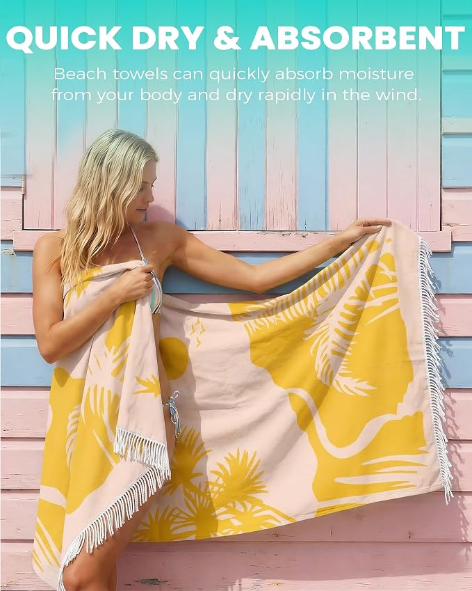 Antfuny 2 Pack Turkish Beach Towel Quick Dry Absorbent Lightweight Thin - Image 2