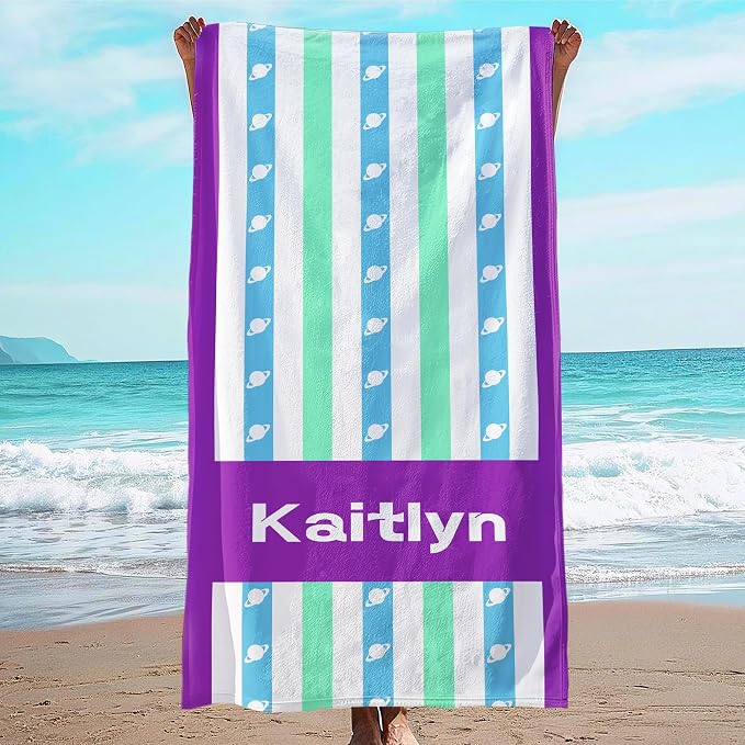 JML Custom Beach Towel with Name, Personalized Microfiber Beach Towel with Name by JML
