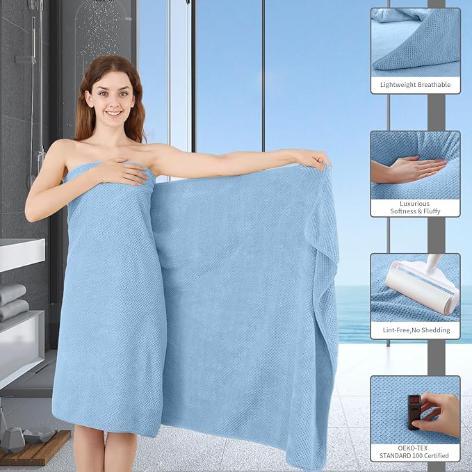Extra Large Bath Towel Set of 4, Oversized Bath Sheet Super Soft Highly - Image 4