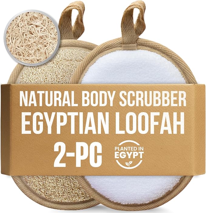 CraftsOfEgypt Egyptian Natural Loofah Body Scrubber Pads, Double Sided Luffa by CraftsOfEgypt