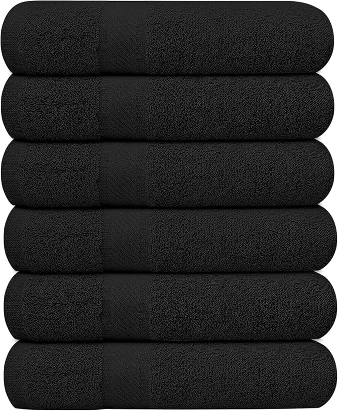 KAHAF COLLECTION 6 Pack Bath Towels Set 100% Ring Spun Cotton, Lightweight by KAHAF+COLLECTION