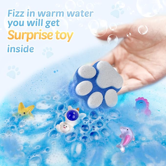 Bath Bombs for Kids with Surprise Inside, 32 Pack Paw Bath Bombs with Toy - Image 4