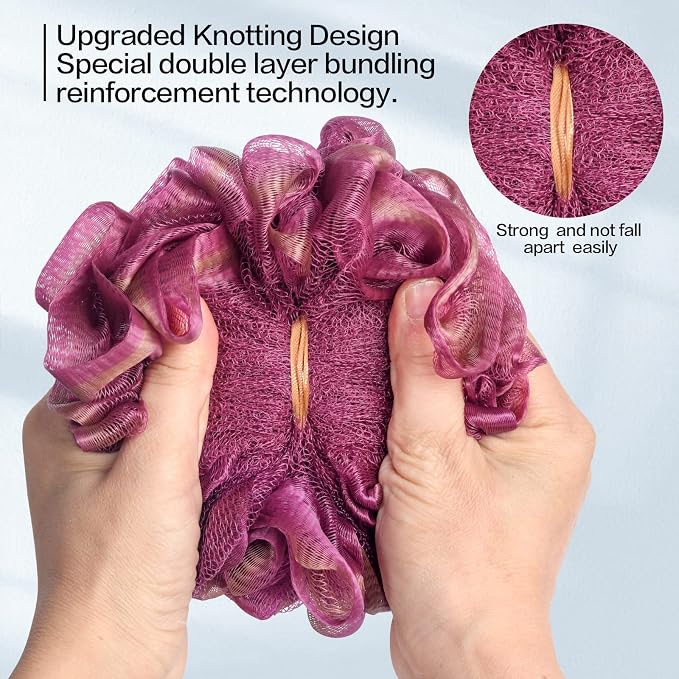 Fishent Bath Sponge Shower Loofahs 60g, 3 Pack Soft Net Body Scrubber, Durable - Image 4