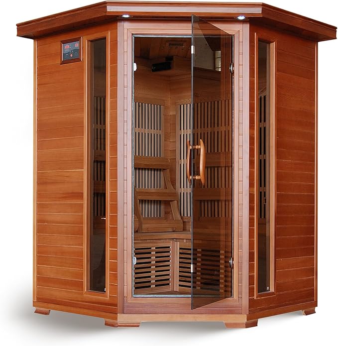 Blue Wave Hudson Bay 3-Person Cedar Corner Infrared Sauna by BlueWaveProducts