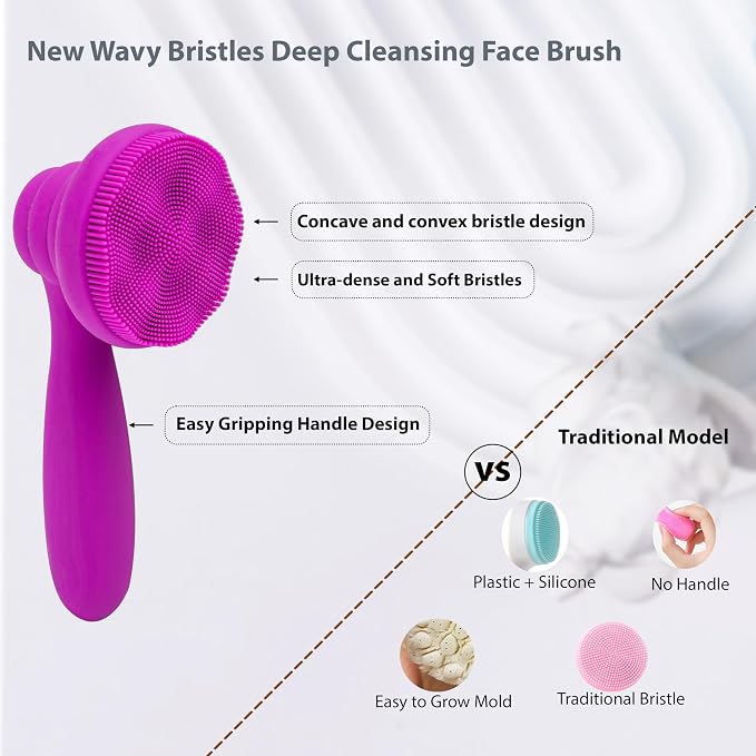 2 PC Silicone Facial Cleansing Brush Facial Scrubber Manual Exfoliating Facial - Image 3