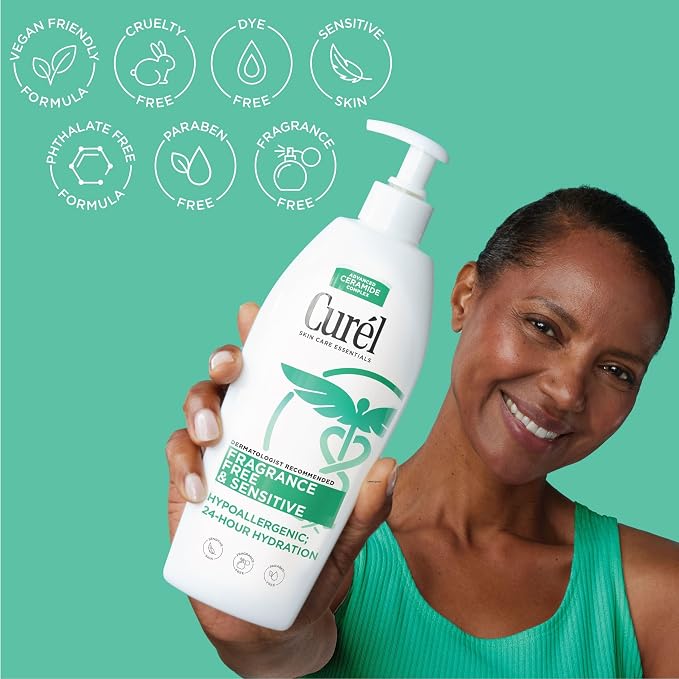 Curel Fragrance Free Lotion, Sensitive Hypoallergenic Lotion - Image 3