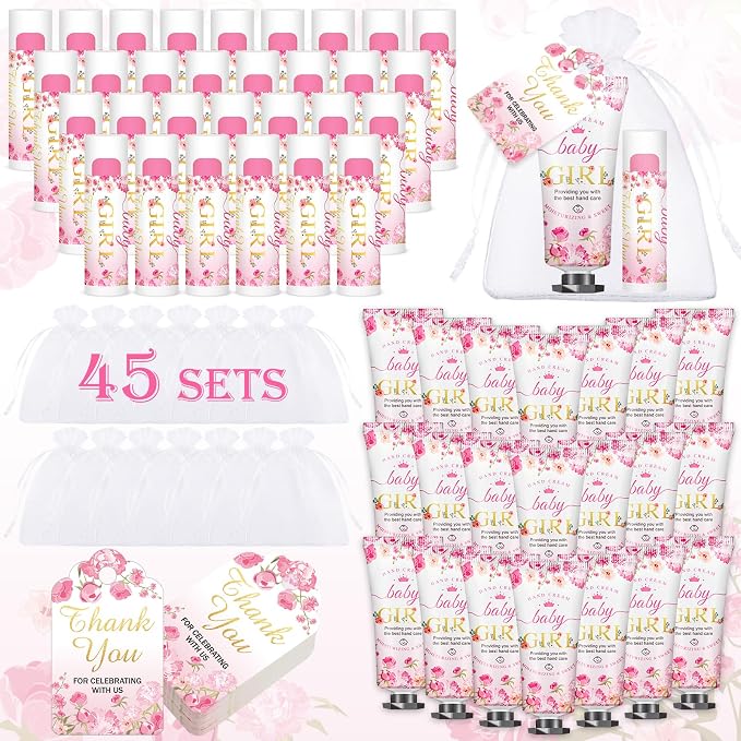 VISCOO 45 Sets Baby Shower Hand Cream and Lip Balm Gifts, Baby Shower Party by VISCOO