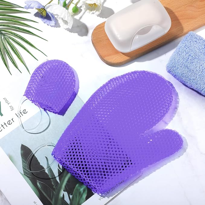 Karenhi 2 Pcs Honeycomb Exfoliating Glove Set Exfoliating Bath Mitt Honeycomb - Image 2