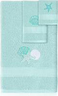 3 Pcs Coastal Seashell Bathroom Towel Set Farmhouse Embroidered Coastal by Unknown