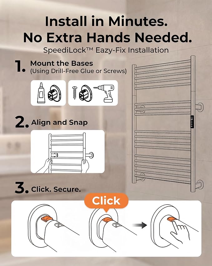 High-Density Foldable Heated Towel Rack, Smart Dual-Zone App/Voice Control - Image 6