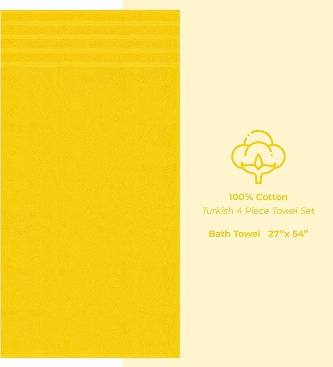 American Soft Linen Luxury 4 Piece Bath Towel Set, 600 GSM 100% Cotton Turkish - Image 4