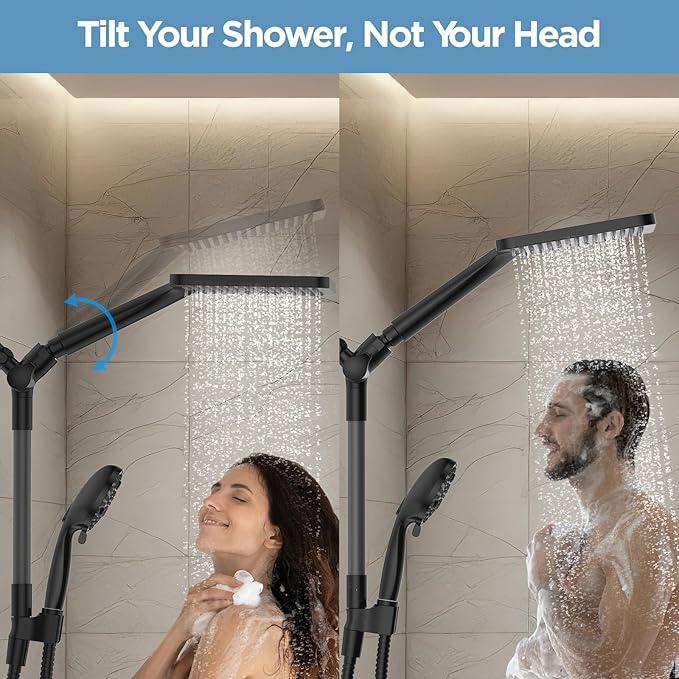 Dual Handheld Shower Head Combo, 2-in-1 Rain Shower Heads System Wide Rainfall - Image 3