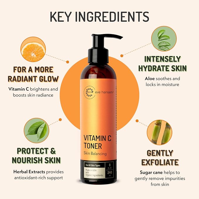 Eve Hansen Vitamin C Toner for face | 8 oz Hydrating Facial Toner Pore Minimizer - Image 4