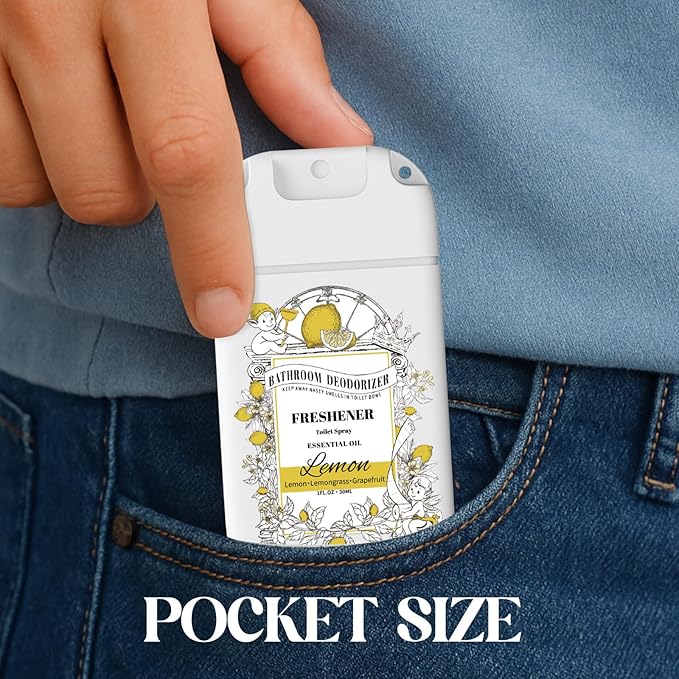 Pocket Size Toilet Spray for Poop, 2 Pack Lemon Scent, Bathroom Odor Eliminator - Image 4