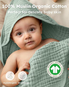 Yoofoss Hooded Baby Towels for Newborn 2 Pack 100% Muslin Organic Cotton Baby - Image 2
