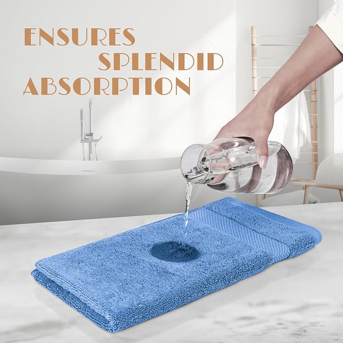 White Classic Light Blue Washcloths Set - Image 5