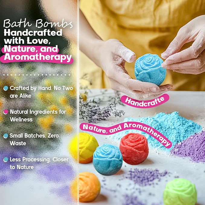 30 Rose-Shaped Bath Bombs – Handmade - Image 3