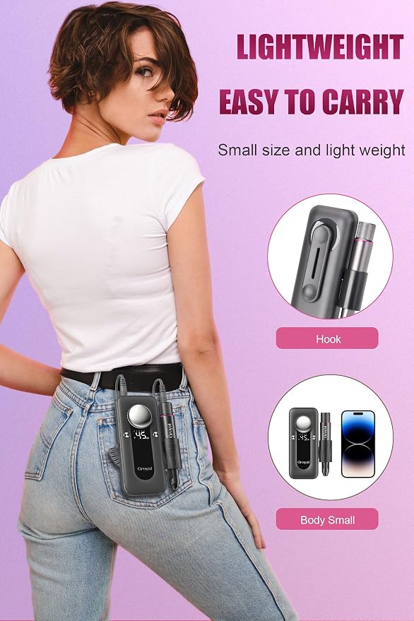Electric Nail Drill 45000RPM Cordless Portable Rechargeable Nail Drill Kits - Image 4