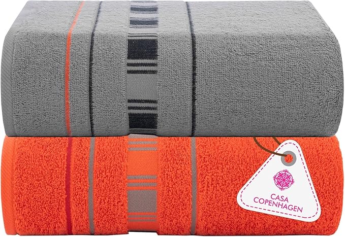 CASA COPENHAGEN X Line 2Pcs 100% Egyptian Cotton Large Designer Bathsheet by CASACOPENHAGEN