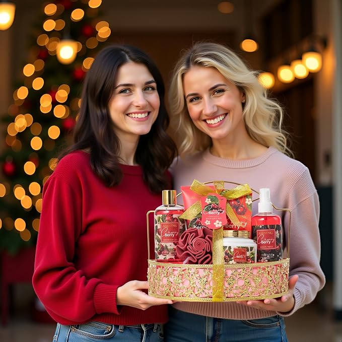 Bath & Body Basket Set, Cherry Fruit Scent Spa Gift Basket - Image 8