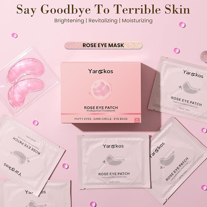 32 Pairs Pink Under Eye Patches, Rose Cooling Hydrating Eye Mask - Image 6