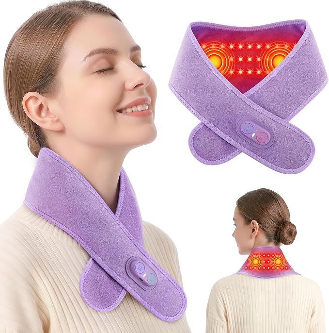 Cordless Neck Heating Pad for Pain, Neck Massager by WoloyHeatie