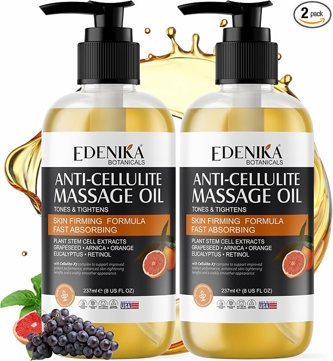 EDENIKA BOTANICALS Firming Anti Cellulite Massage Oil, Grapeseed Oil, Plant by EdenikaBotanicals