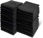 Black Bleach Proof Towels Set, 24 Pack 100% Cotton 16" X 27" Color Safe by GrokoTextiles