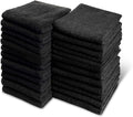 Black Bleach Proof Towels Set, 144 Pack 100% Cotton 16" X 27" Color Safe by GrokoTextiles